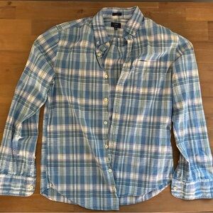 J. Crew Light Blue and Pink Plaid Button-Down Shirt